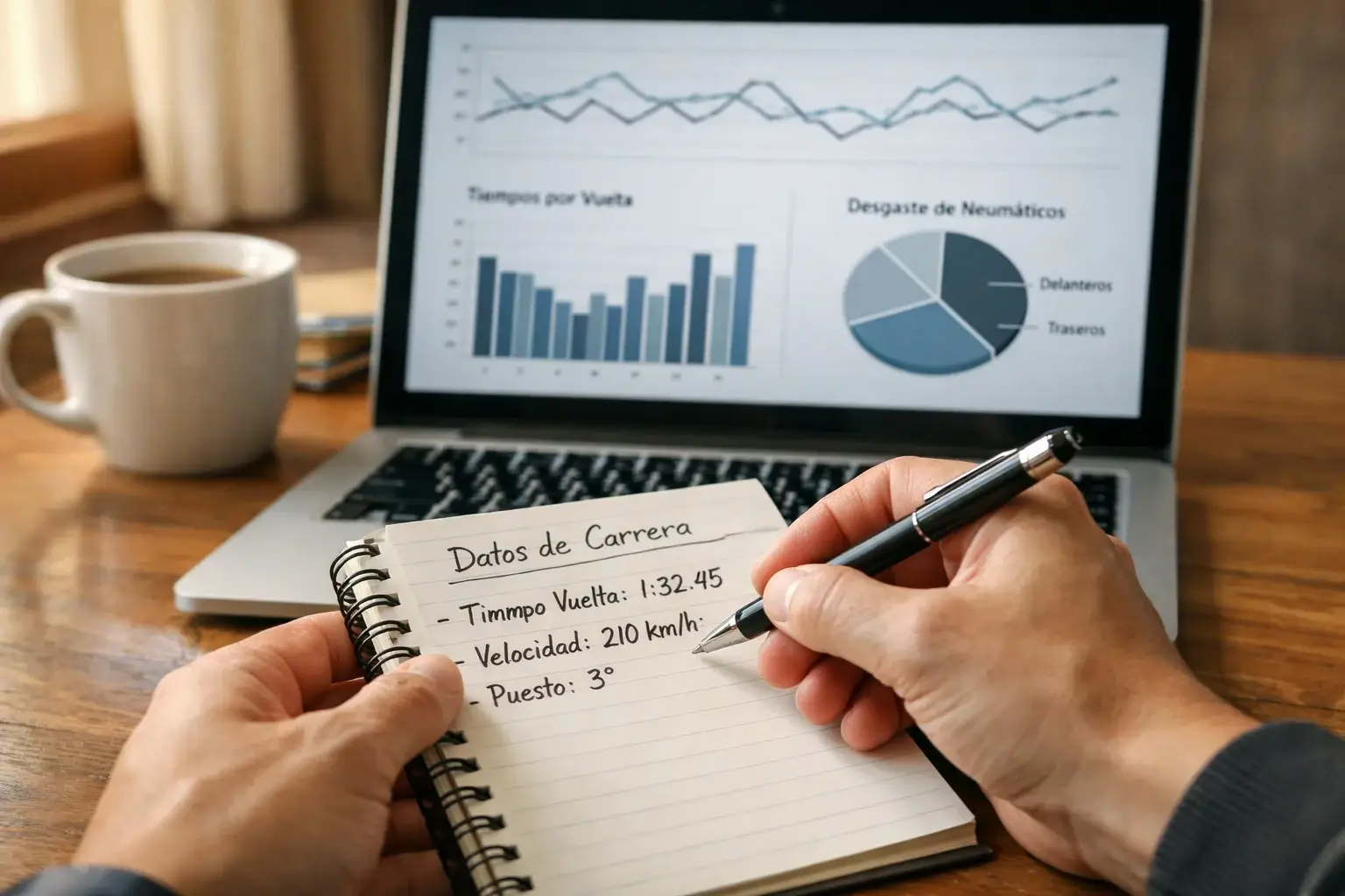 Persona tomando notas mientras analiza estadísticas deportivas